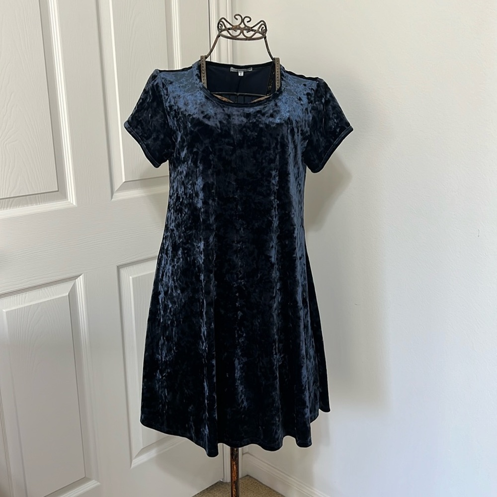 (S) Z Supply Blue Velvet Mini Dress